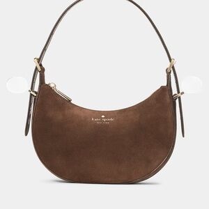 Kate Spade Nova Suede Small Crescent Shoulder Bag Brown